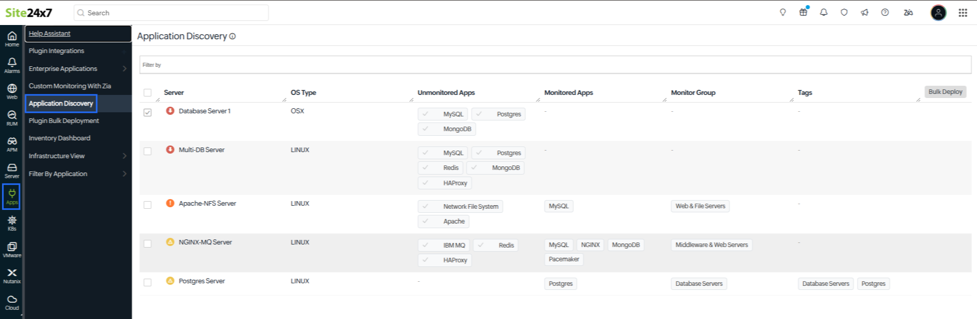 Application discovery in Apps
