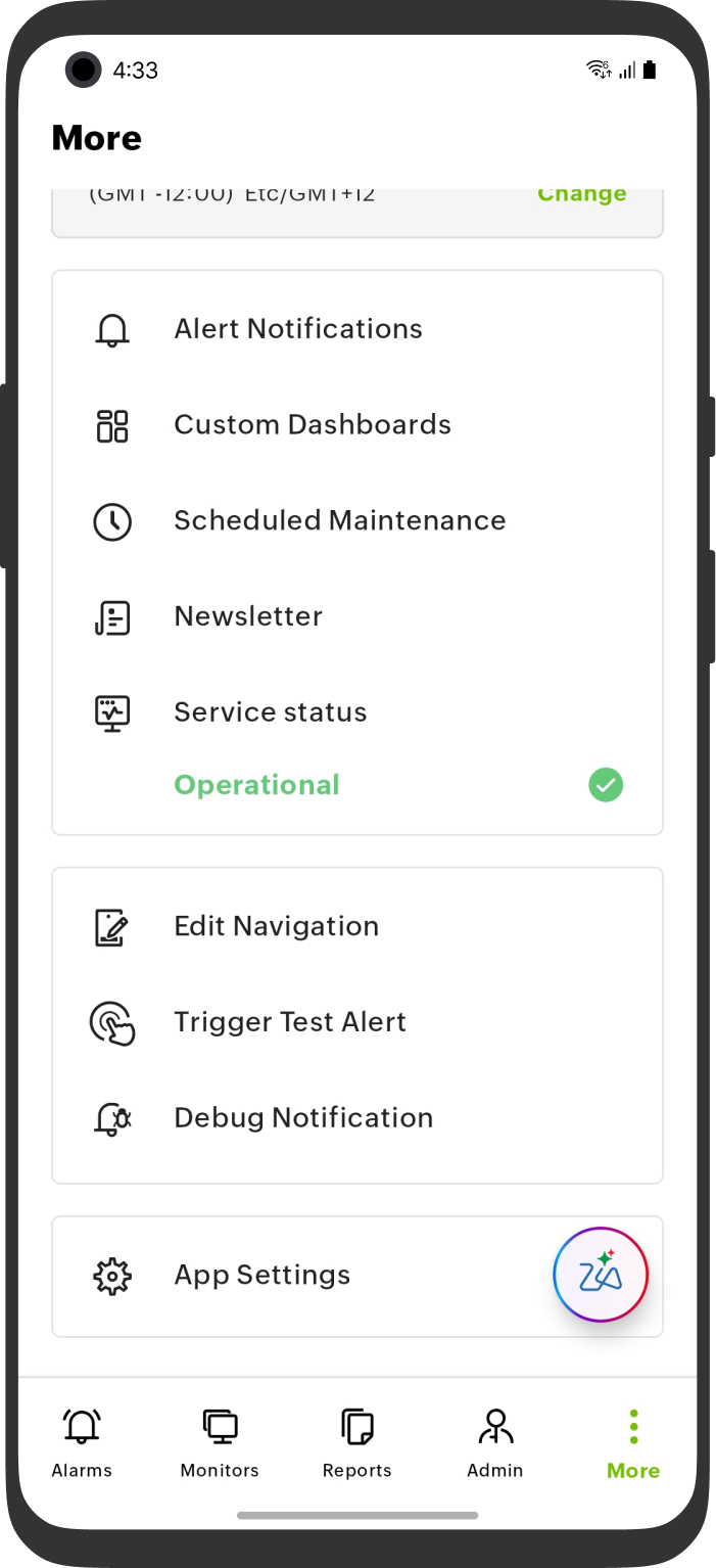 Debug Notification Menu