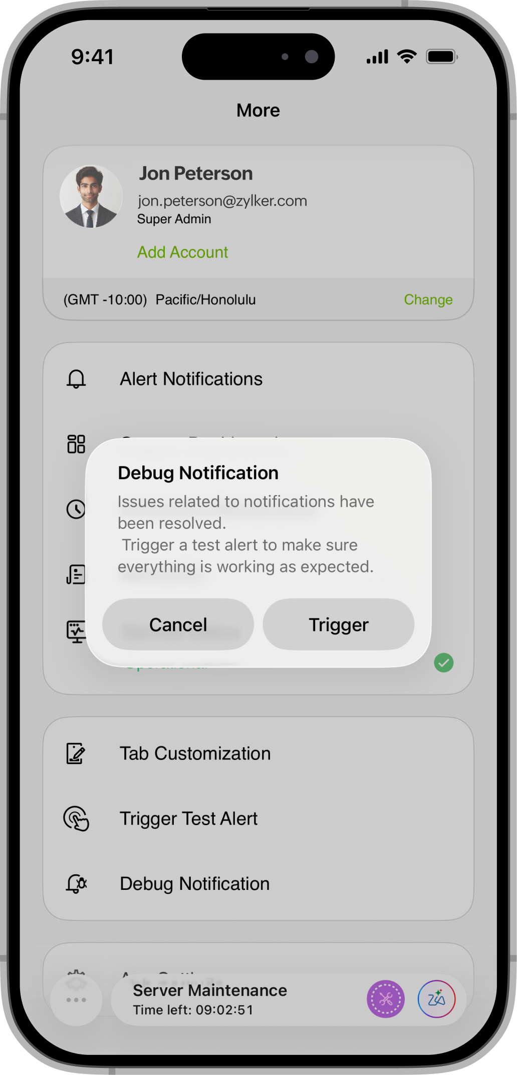 Debug Notification iOS