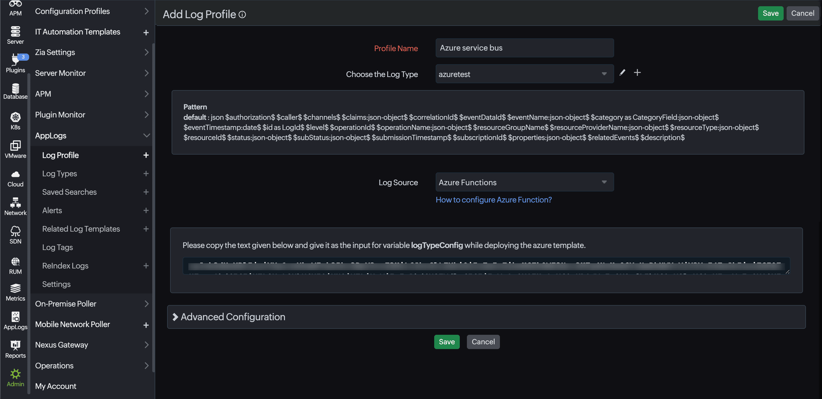 Create a Log profile for Azure service bus Log profile Azure service bus