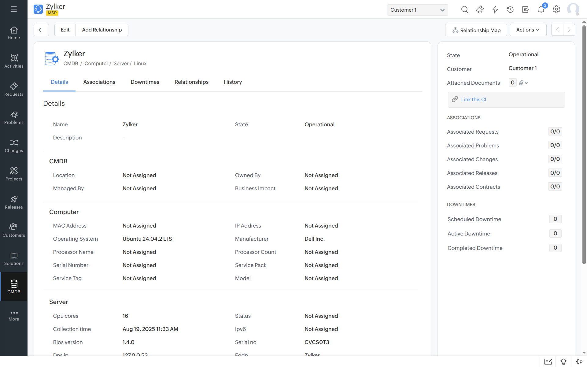 SDP Cloud MSP CMDB